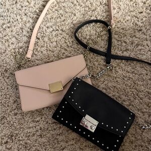 Express Pink and Black Chain-Accent Crossbody Clutches